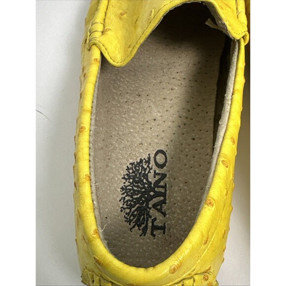Taino Yellow Ostrich Embossed Leather Slip On Loafer Shoes Inner Sole Sz 11 Mens main image 6